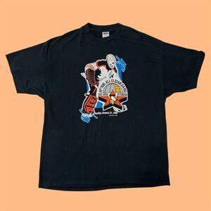 Vintage 90s Trench NHL All Star Game Goalie Graphic Tee Shirt Pittsburgh XXL